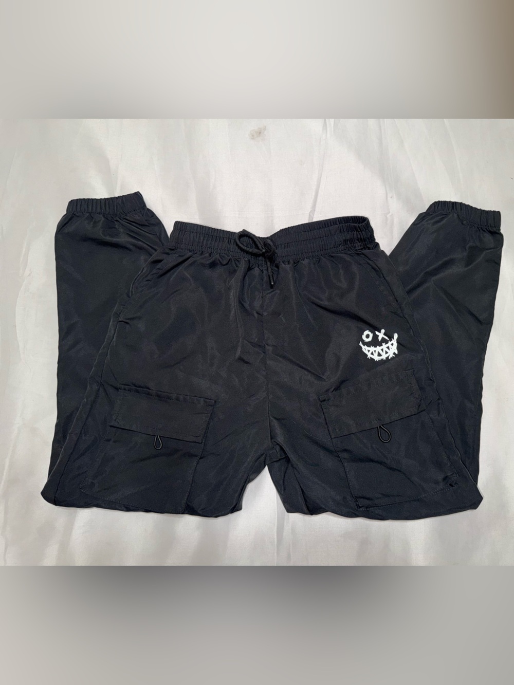 GUC | Big Boy Black Cargo sweatpants with White Skull Logo